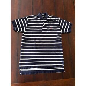 Polo Ralph Lauren Large USA Made Vintage Blue White Stripe Polo Shirt Red Pony